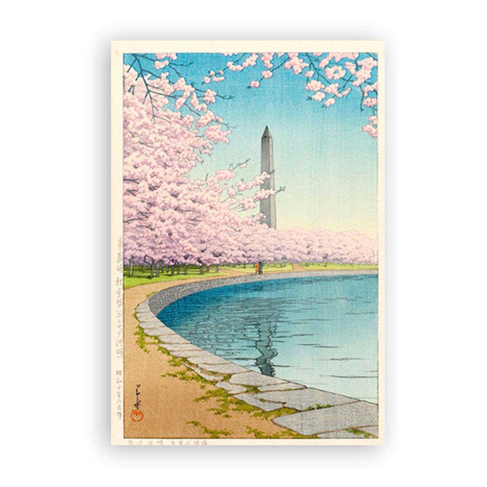 Amazon｜リバーサイド桜ポスター川瀬巴水有名なキャンバス絵画